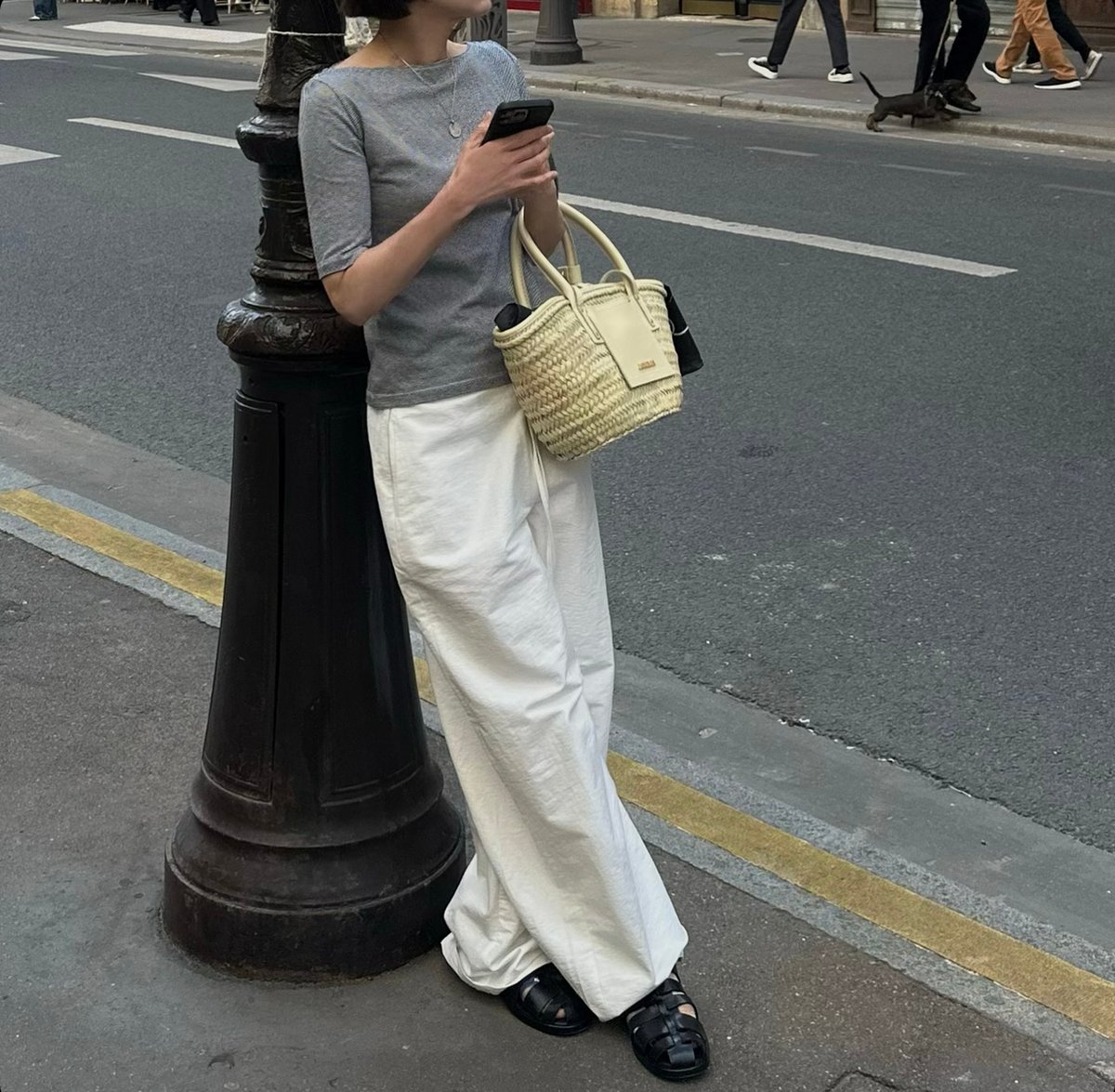 drawstring cotton pants white | ok.soon 