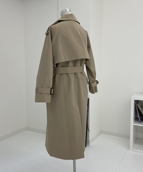 ［long length］cotton trench coat (beige/black)