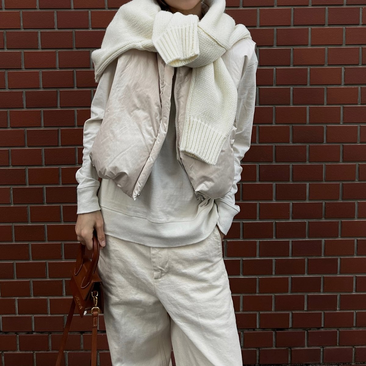 W name down vest （×FASHIRU）ecru | ok.soon