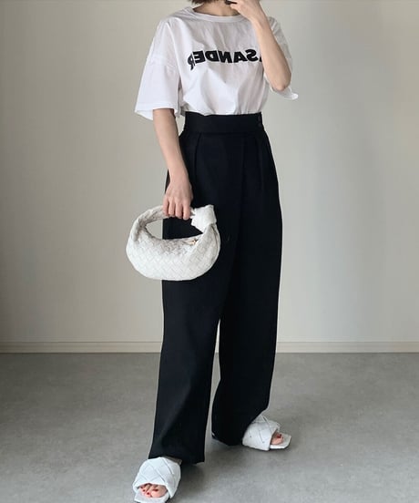 wool like wide tuck pants