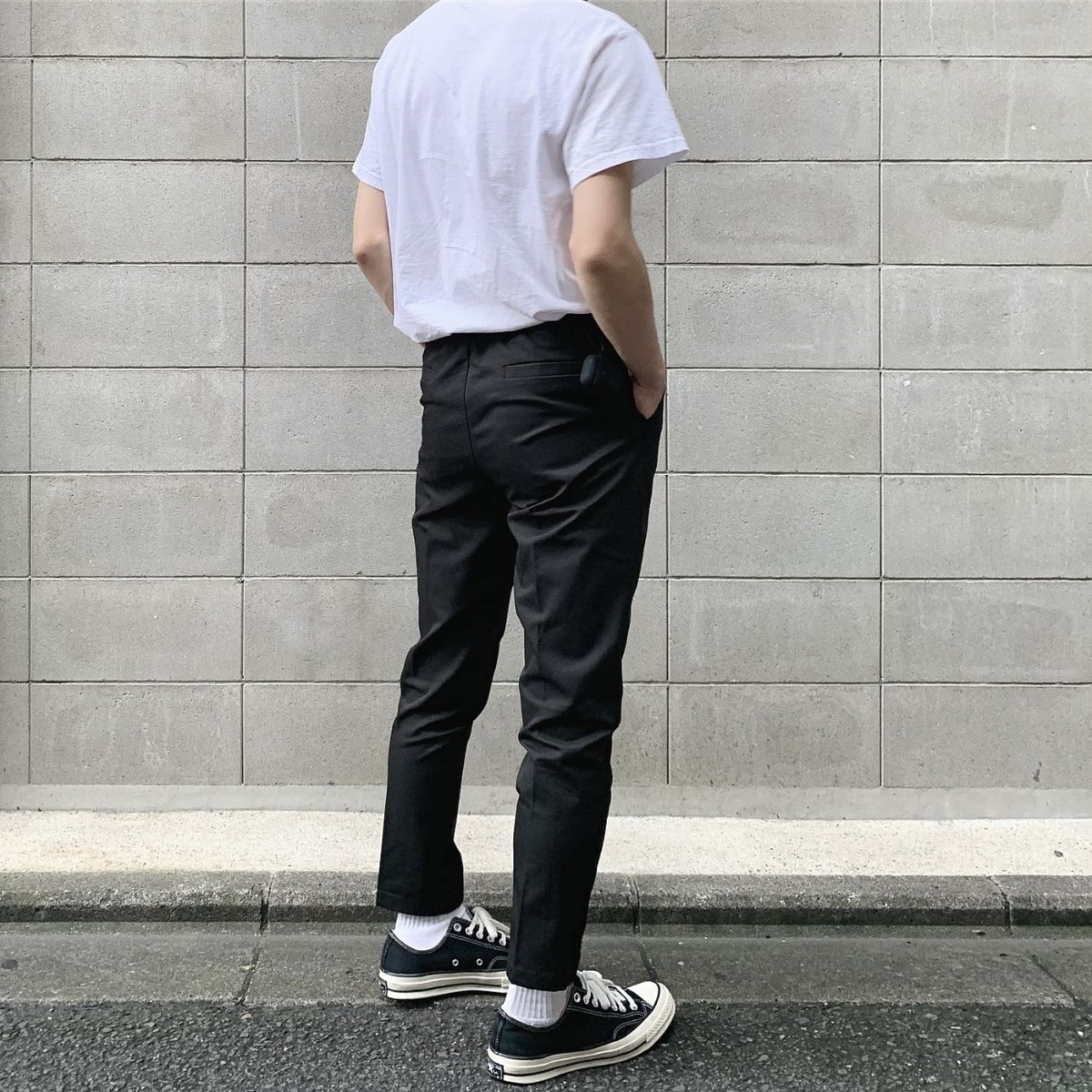 men'sテーパードスラックス black | ok.soon