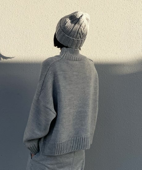 high neck knit(gray/black/offwhite)