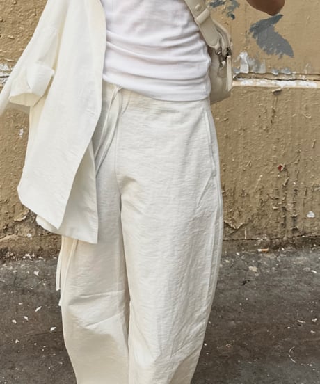 drawstring cotton pants white