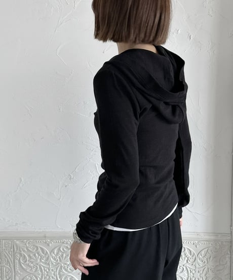 open collar hoodie tops