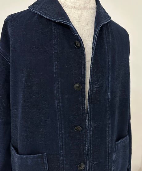 navy denim jacket & navy denim casual pants