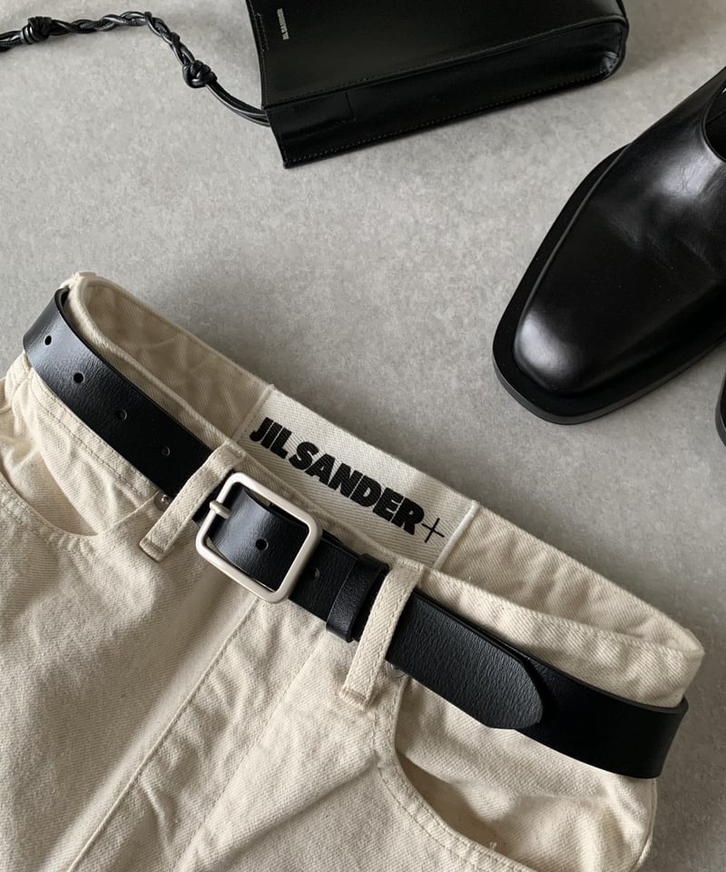 ok.soon スタッズ付き黒レザーベルト 保存袋付き leather like belt (black) | ok.soon