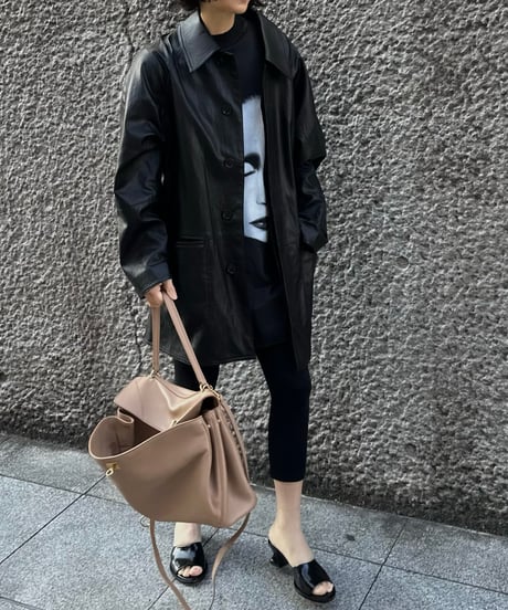 faux leather half coat