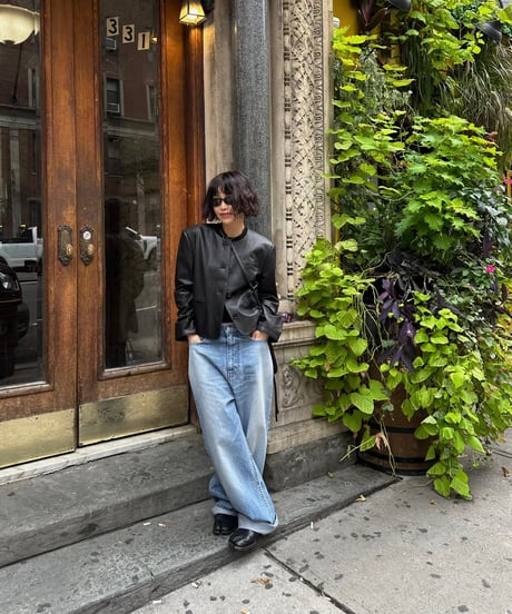 collarless leather jacket