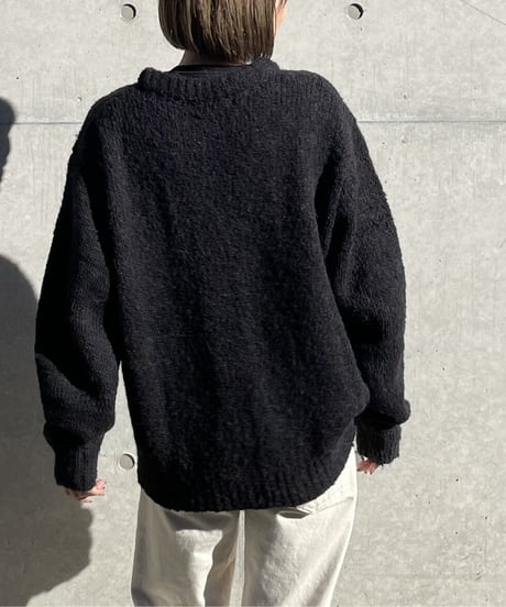 wool blend crew neck  knit(green/black)