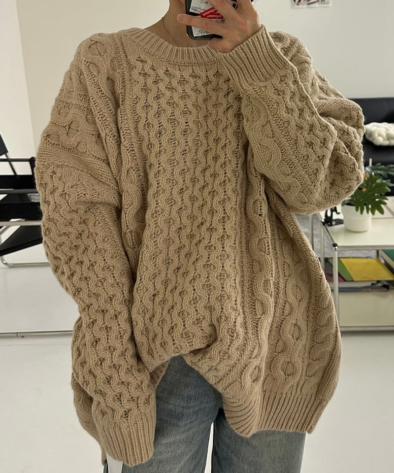 JOSE MOON DAMAGE CABLE KNIT/ダメージケーブルニット 編地切替ケーブルニット（ニット/セーター） | grove（グローブ