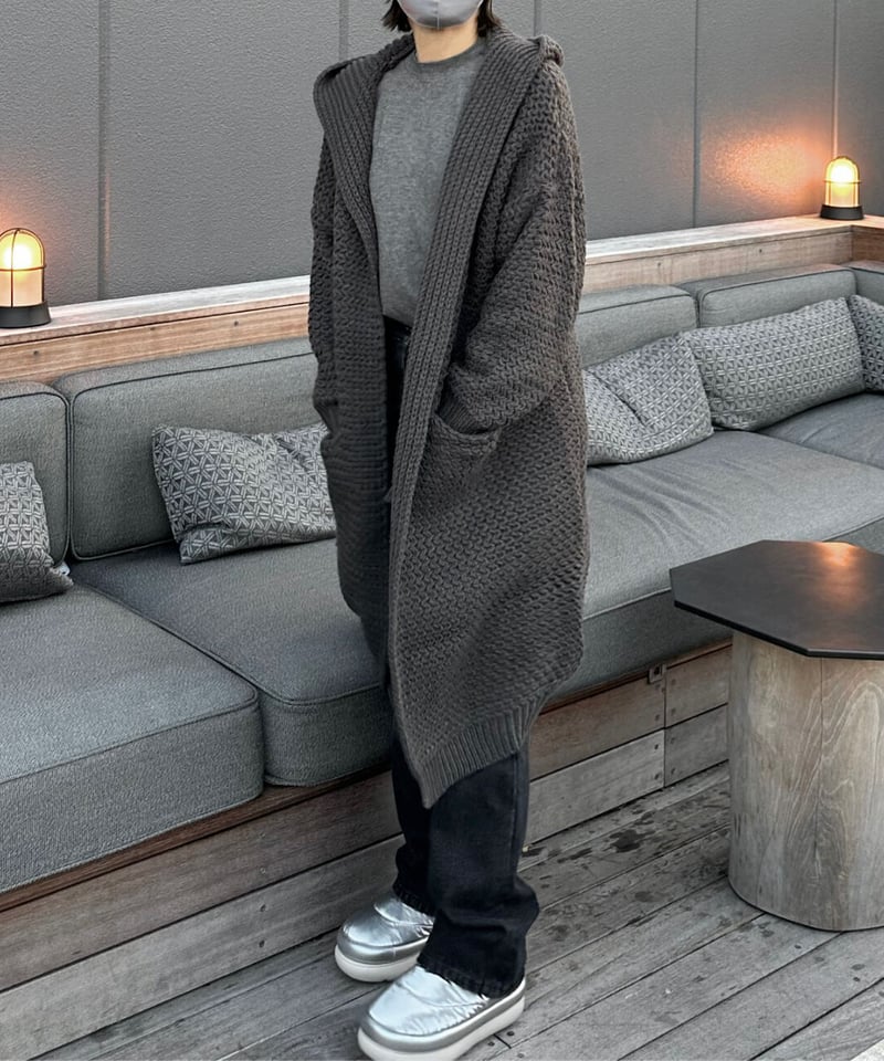 long knit cardigan gray | ok.soon