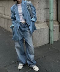 pencil stripe linen jacket blue