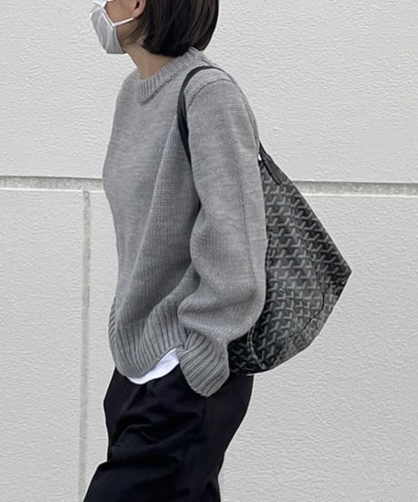 crew neck knit(black/gray)