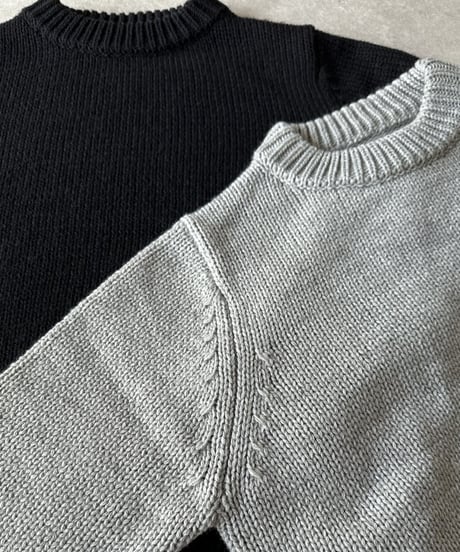 crew neck knit(black/gray)