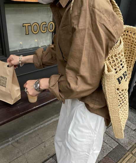 linen blend shirt brown