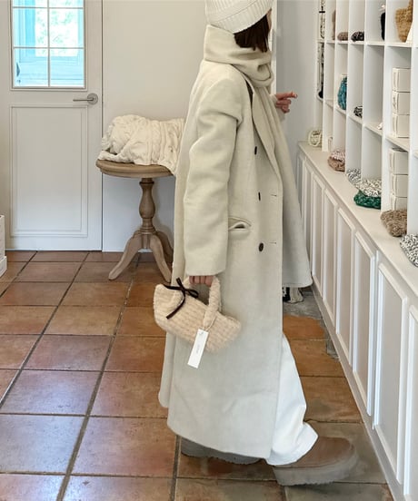 white chester coat with scarf