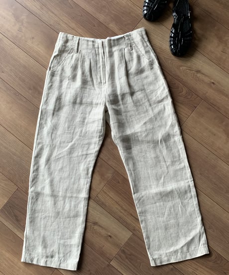 linen herringbone pants ecru
