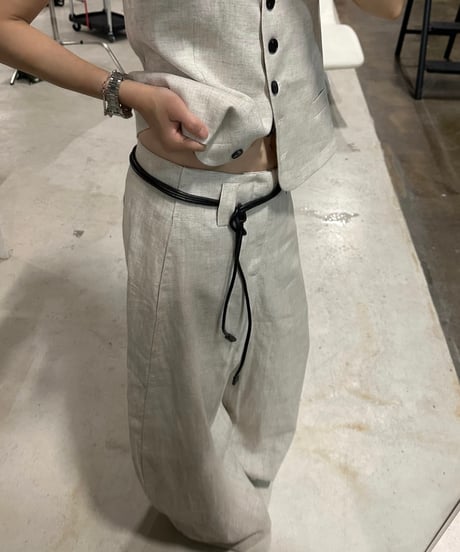 linen vest&slacks setup ecru