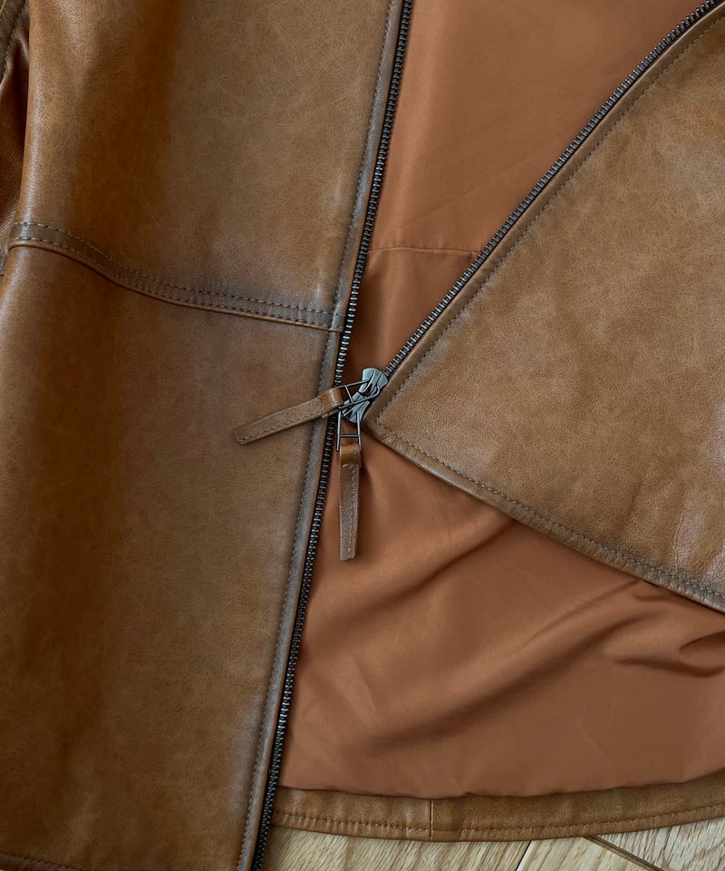 hooded leather blouson(camel) | ok.soon