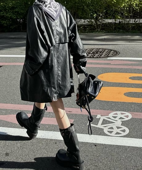 faux leather half coat