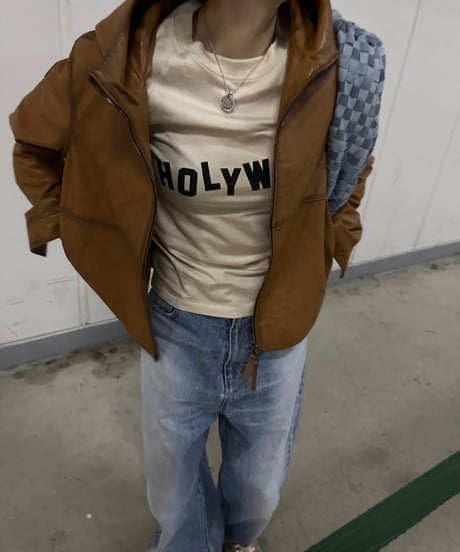 hooded leather blouson(camel)