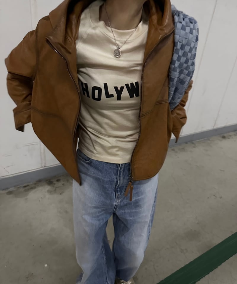 pre-order］hooded leather blouson(camel) | ok.soon