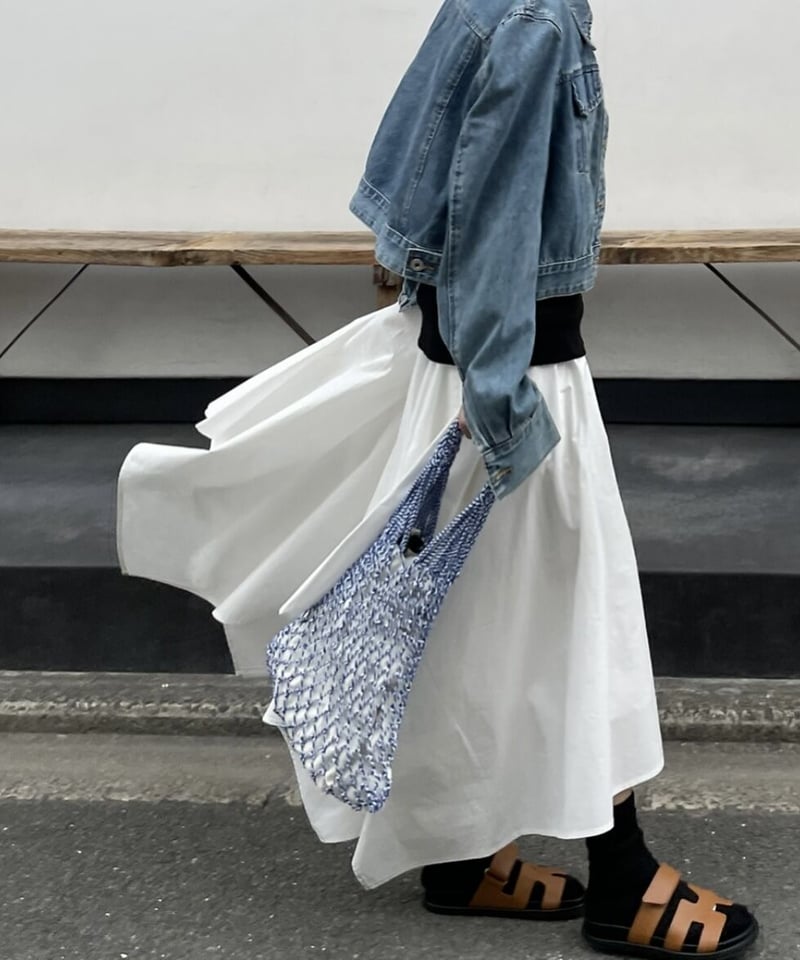 irregular hem long skirt(stripe/white) | ok.soon