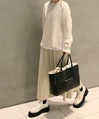 フェイクレザープリーツスカートecru