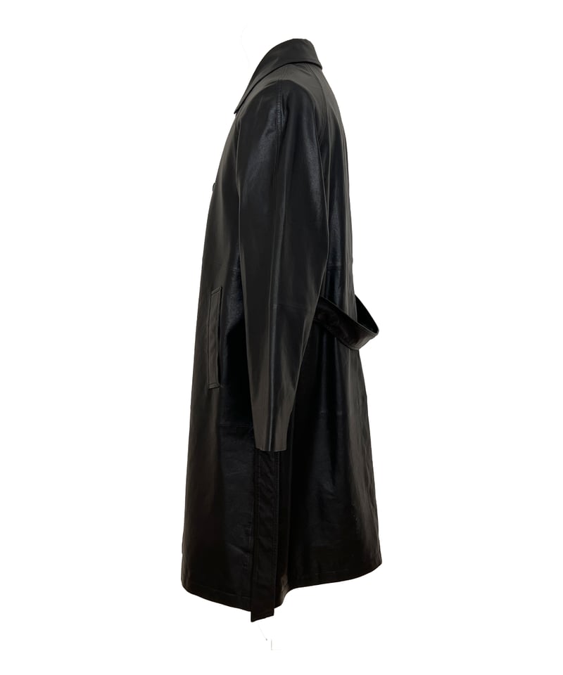 classic leather coat middle length | ok.soon