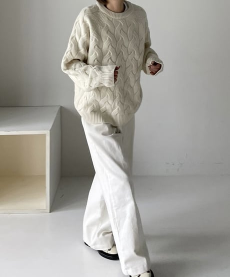 donut cable  knit(black/white)