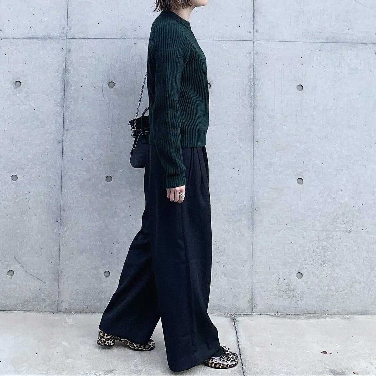 tuck wide pants black | ok.soon