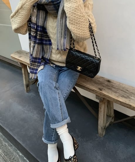 cable  knit(gray,ecru)