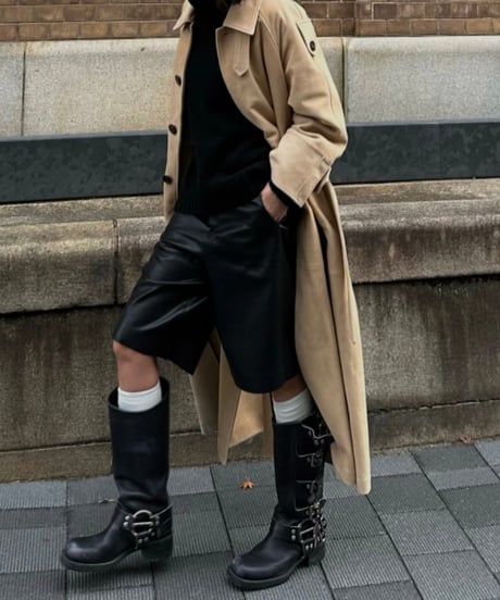 faux-leather half shorts