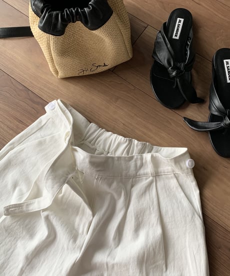 ワイドタックパンツ white(レギュラー,ロングレングス)