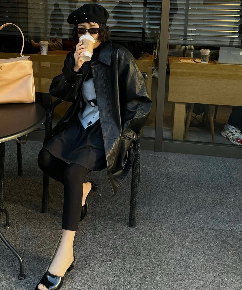 ok.soon faux leather half coat 新品 レザー faux leather half coat | ok.soon