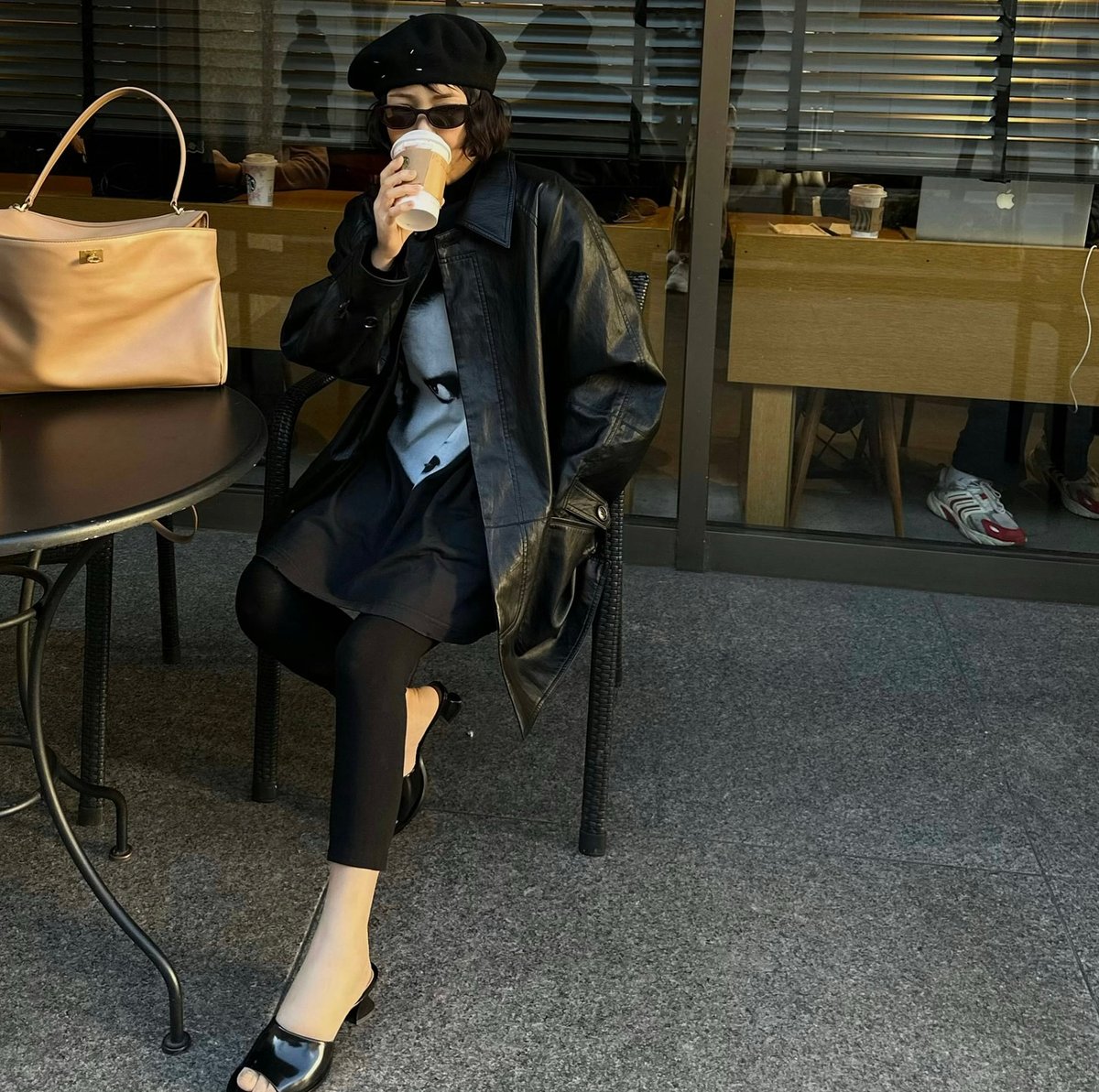 faux leather half coat | ok.soon