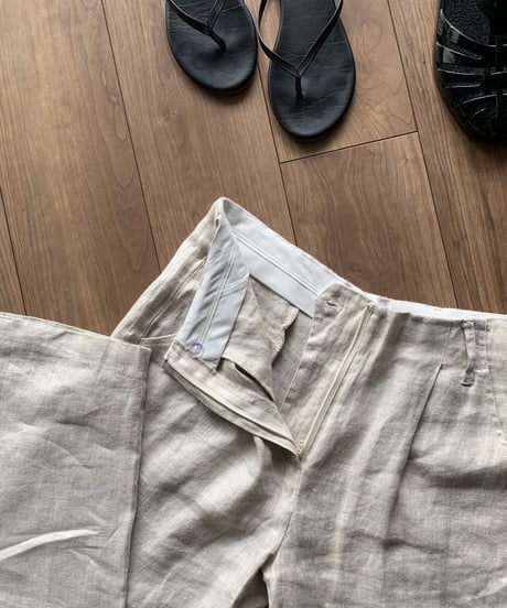 linen herringbone pants ecru