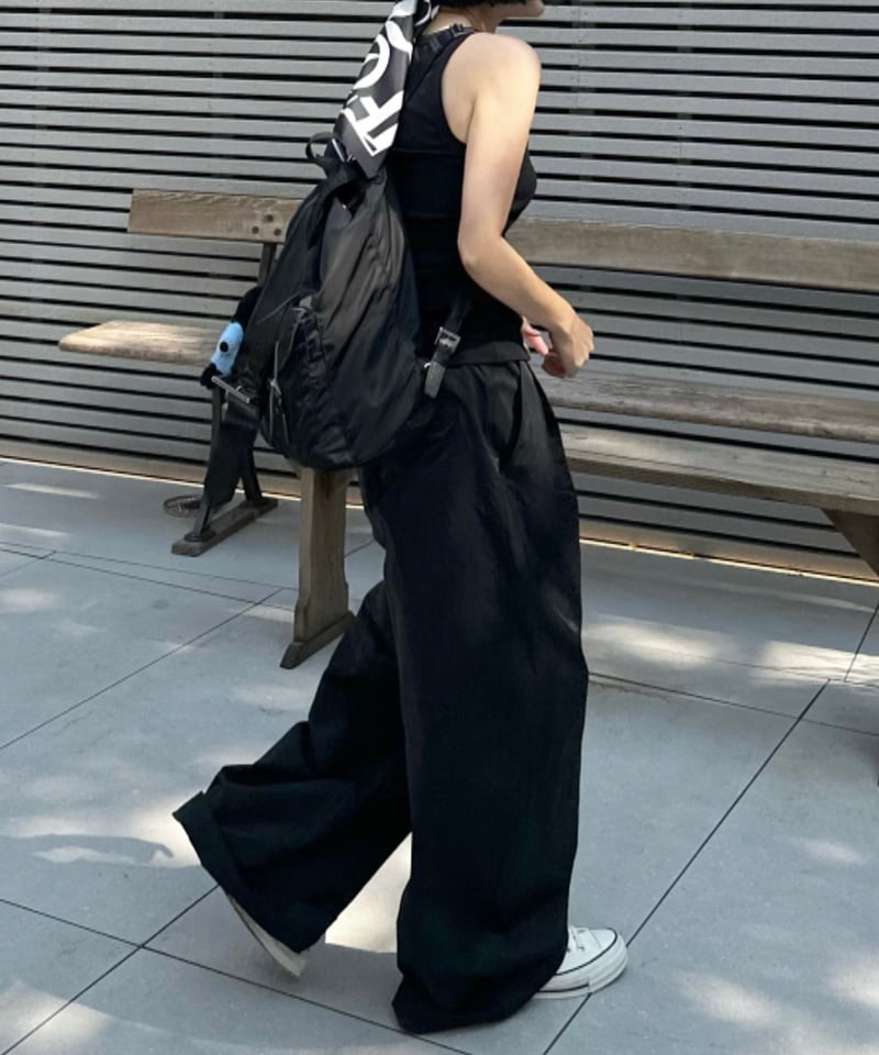 cotton nylon wide pants | ok.soon