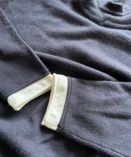 navy hoodie knit & mock neck long sleeve