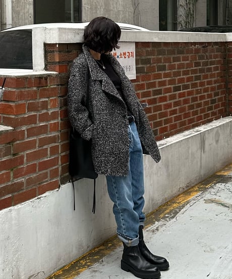 wool tweed half coat