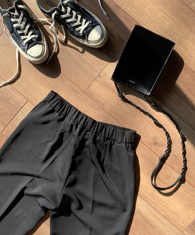 ※期間限定値下げ中※Bristol 黒 スラックス ゴムウエスト straight slacks (black) | ok.soon