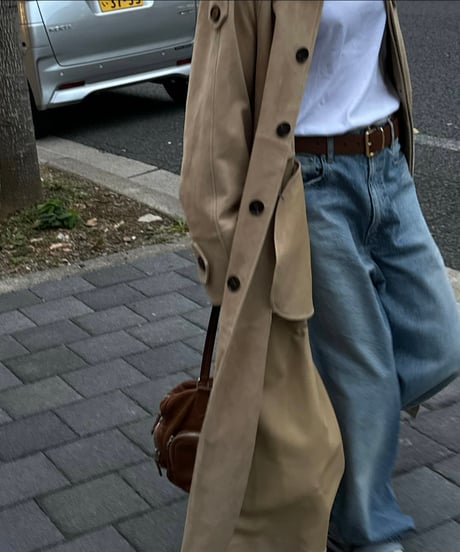 suede leather long coat