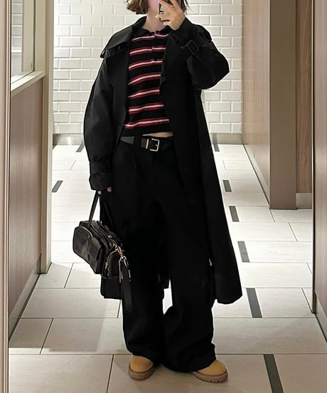 ［regular length］cotton trench coat (beige/black)