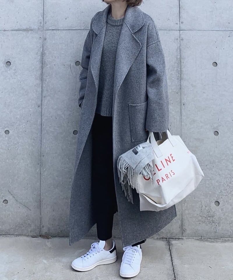 pre-order］light melton coat(gray/black) | ok.soon