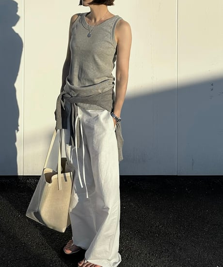 drawstring cotton pants white