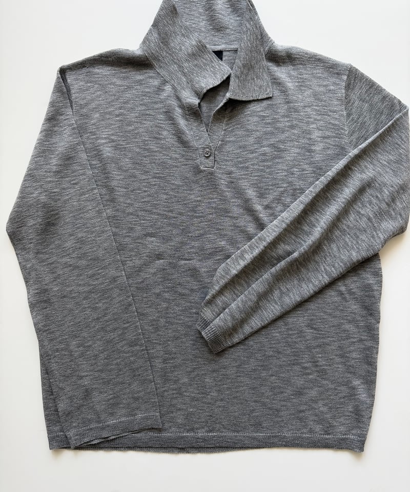 linen like open collar knit | ok.soon