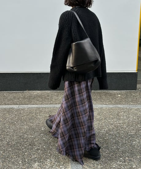 tartan check long skirt
