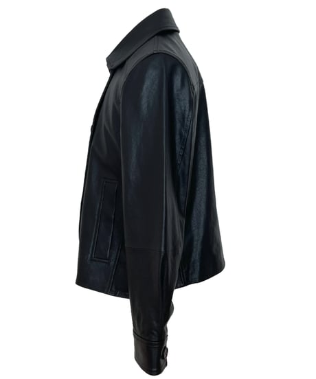 double-breasted short leather coat