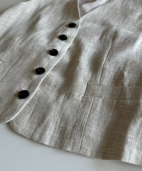 linen vest&slacks setup ecru