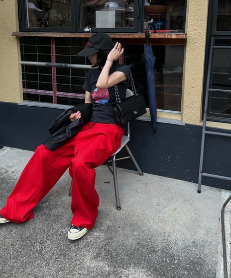 1tuck casual slacks red